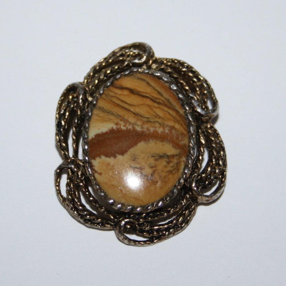 Vintage natural stone brooch